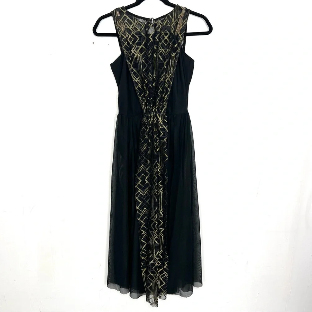 Weissman Dance Costume‎ Black Gold Great Gatsby Dress Bodysuit MA-Medium adult